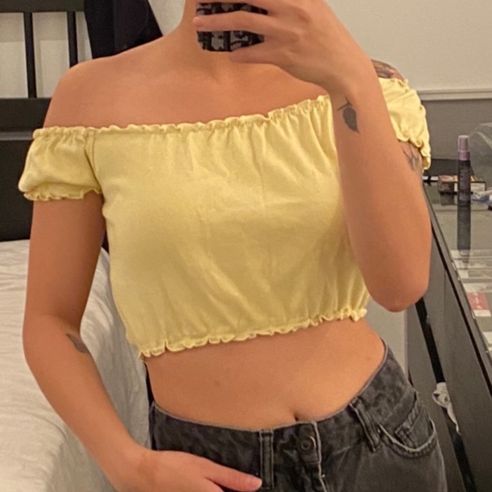 Crop top off shoulder top